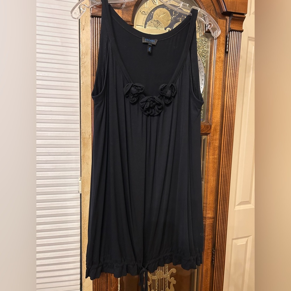 Escada Black Tunic with Blue Logo Detail